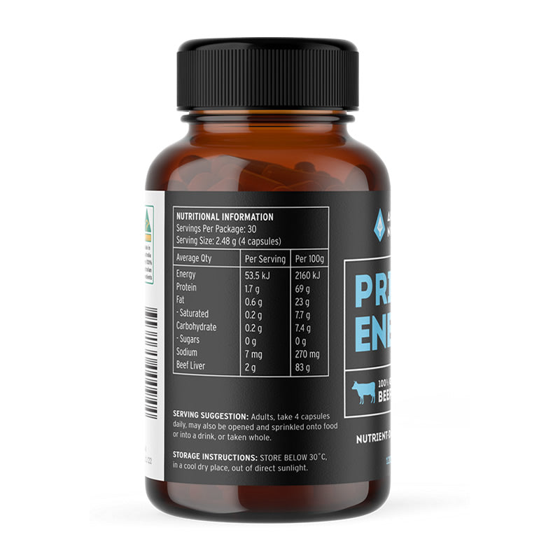 (Ancestoral Nutrition) Primal Energy - Grass Fed Beef Liver 120 Capsules