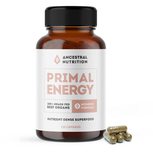 (Ancestoral Nutrition) Primal Energy Women - Grass Fed Beef Organ Superfood 120 Capsules