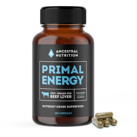 (Ancestoral Nutrition) Primal Energy - Grass Fed Beef Liver 120 Capsules